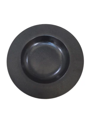 Assiette creuse ronde en céramique noire mate, élégante et durable, idéale pour vos soupes et plats en sauce.