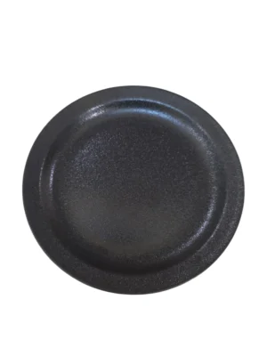 Photoroom-20251213_142118 Assiette ronde en céramique noire mate, élégante et résistante, parfaite pour une présentation soignée.