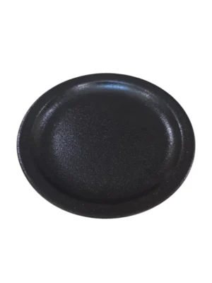 Photoroom-20251213_143013 Assiette ronde en céramique noire mate, élégante et résistante pour une présentation raffinée.